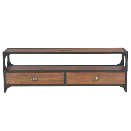 Meuble Tv Avec 2 Tiroirs 120X30X40 Cm Bois Massif De Pin