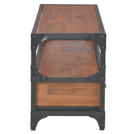 Meuble Tv Avec 2 Tiroirs 120X30X40 Cm Bois Massif De Pin