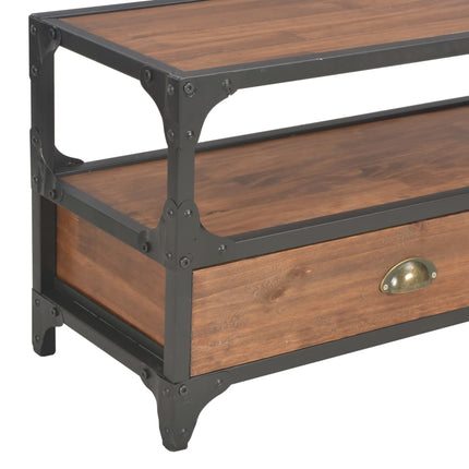 Meuble Tv Avec 2 Tiroirs 120X30X40 Cm Bois Massif De Pin