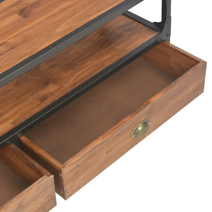 Meuble Tv Avec 2 Tiroirs 120X30X40 Cm Bois Massif De Pin