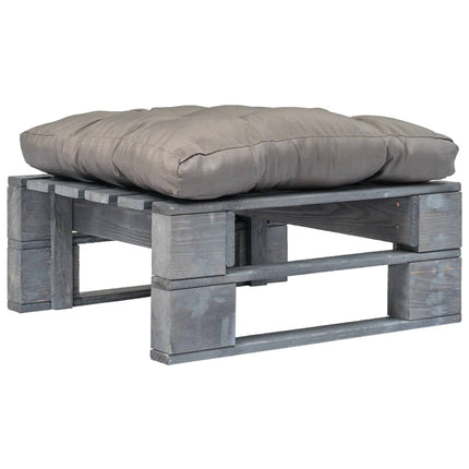 Repose-Pied Palette De Jardin Avec Coussin En Sable Gris Bois