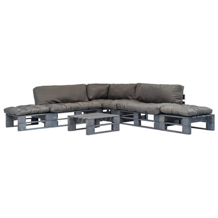 Salon Palette De Jardin 6 Pcs Avec Coussins Bois