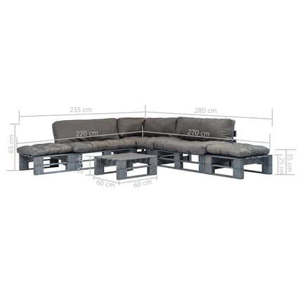 Salon Palette De Jardin 6 Pcs Avec Coussins Bois