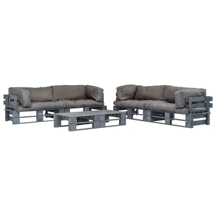 Salon Palette De Jardin 6 Pcs Avec Coussins Sable Bois