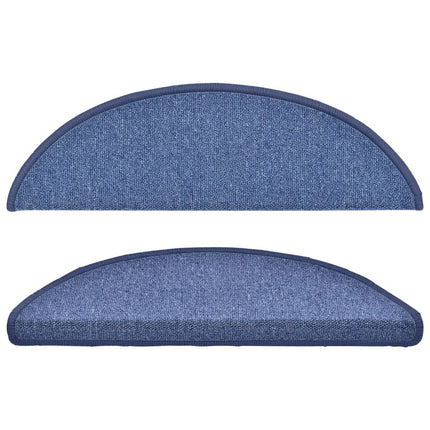 Tapis D'escalier 15 Pièces Demi-Rond Bleu