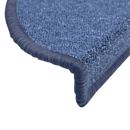 Tapis D'escalier 15 Pièces Demi-Rond Bleu