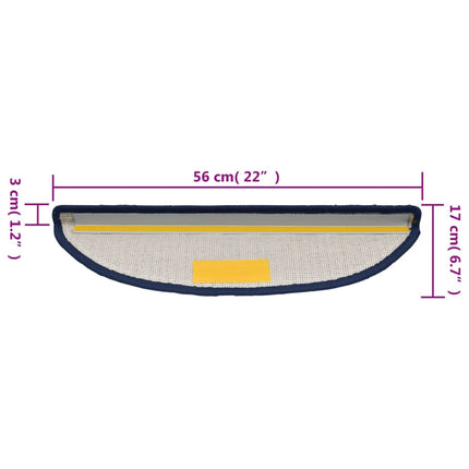 Tapis D'escalier 15 Pièces Demi-Rond Bleu