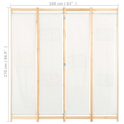 Cloison De Séparation 4 Panneaux 160X170X4 Cm Tissu