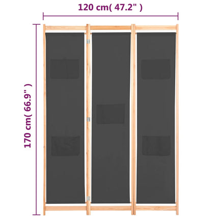 Cloison De Séparation 3 Panneaux 120X170X4 Cm Tissu