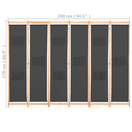 Cloison De Séparation 6 Panneaux 240 X 170 X 4 Cm Tissu