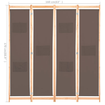 Cloison De Séparation 4 Panneaux 160X170X4 Cm Tissu