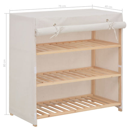 Armoire À Chaussures Avec Housse 79X40X80 Cm Tissu Blanc