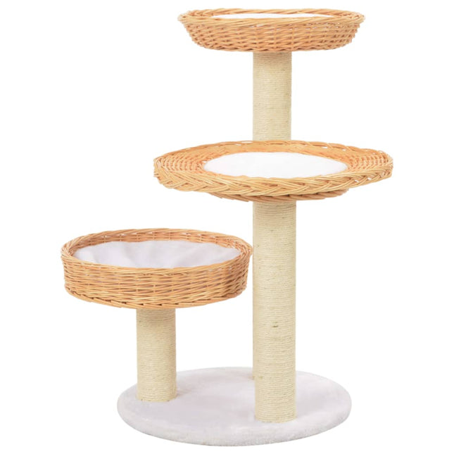Arbre À Chat Avec Griffoir En Sisal Naturel Bois De Saule