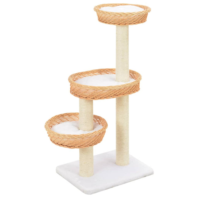 Arbre À Chat Avec Griffoir En Sisal Naturel Bois De Saule Rose