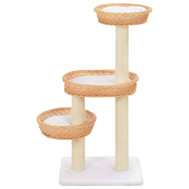 Arbre À Chat Avec Griffoir En Sisal Naturel Bois De Saule Rose