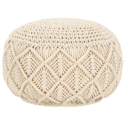 Pouf Fait À La Main En Macramé 45 X 30 Cm Coton