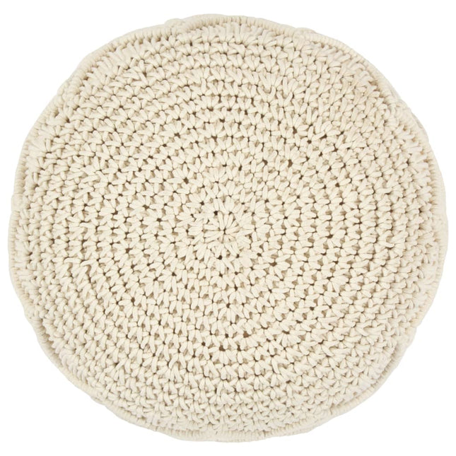 Pouf Fait À La Main En Macramé 45 X 30 Cm Coton