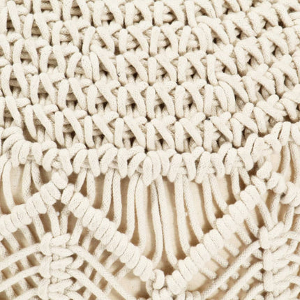 Pouf Fait À La Main En Macramé 45 X 30 Cm Coton