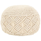 Pouf Fait À La Main En Macramé 45 X 30 Cm Coton
