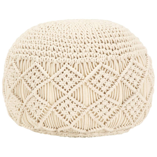 Pouf Fait À La Main En Macramé 45 X 30 Cm Coton
