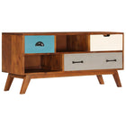 Meuble Tv Avec 3 Tiroirs 110X35X50 Cm Bois D'acacia Solide