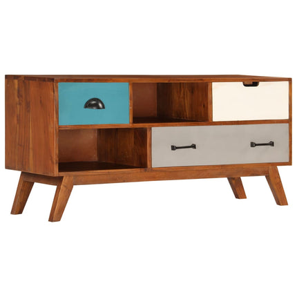 Meuble Tv Avec 3 Tiroirs 110X35X50 Cm Bois D'acacia Solide