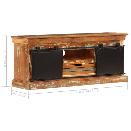 Meuble Tv 110 X 30 X 45 Cm Bois De Récupération Massif