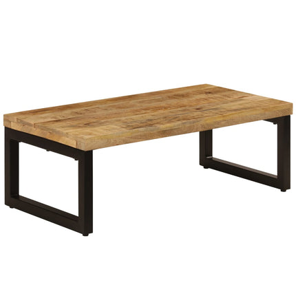 Table Basse 100X50X35 Cm Bois De Manguier Solide Et Acier