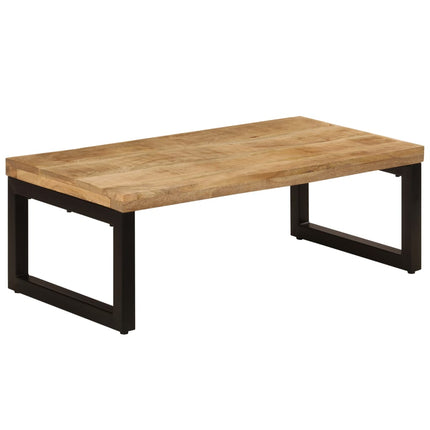 Table Basse 100X50X35 Cm Bois De Manguier Solide Et Acier
