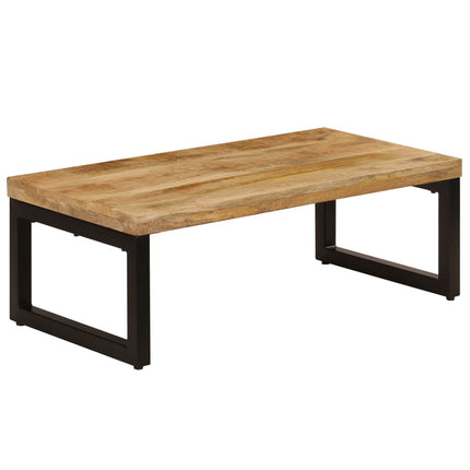Table Basse 100X50X35 Cm Bois De Manguier Solide Et Acier