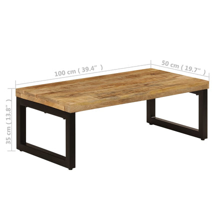 Table Basse 100X50X35 Cm Bois De Manguier Solide Et Acier