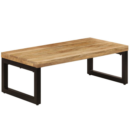 Table Basse 100X50X35 Cm Bois De Manguier Solide Et Acier