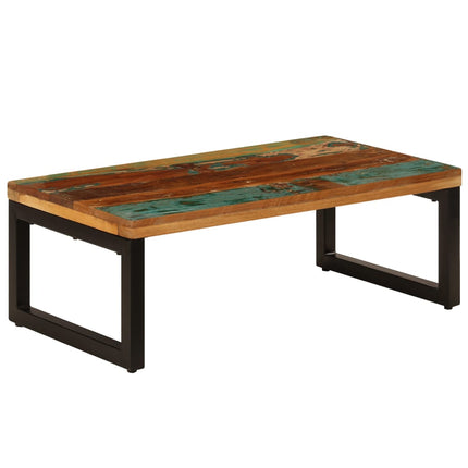 Table Basse 100X50X35 Cm Bois De Manguier Solide Et Acier
