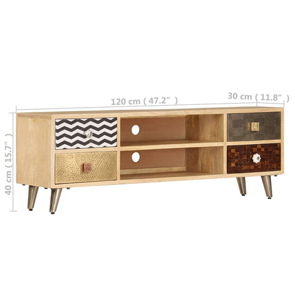 Meuble Tv 120X30X40 Cm Bois Massif De Manguier