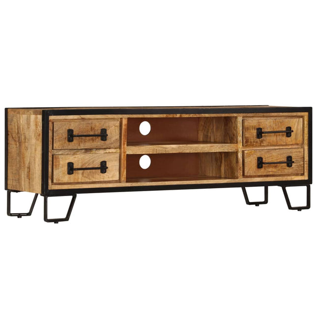 Meuble Tv Avec Tiroirs 120X30X40 Cm Bois Massif De Manguier