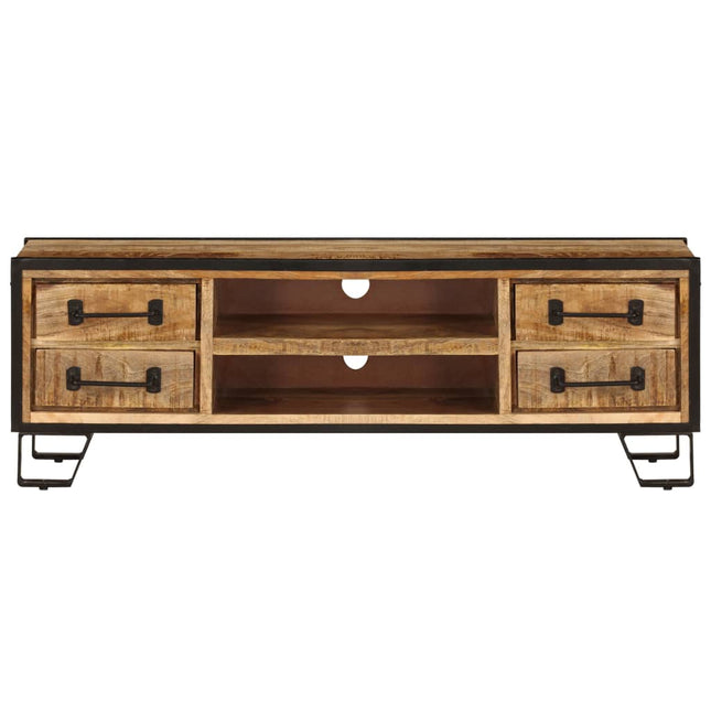 Meuble Tv Avec Tiroirs 120X30X40 Cm Bois Massif De Manguier