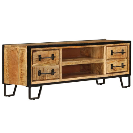 Meuble Tv Avec Tiroirs 120X30X40 Cm Bois Massif De Manguier