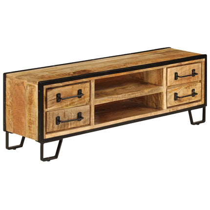 Meuble Tv Avec Tiroirs 120X30X40 Cm Bois Massif De Manguier