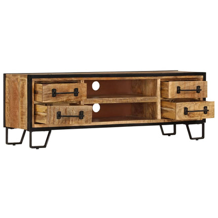Meuble Tv Avec Tiroirs 120X30X40 Cm Bois Massif De Manguier