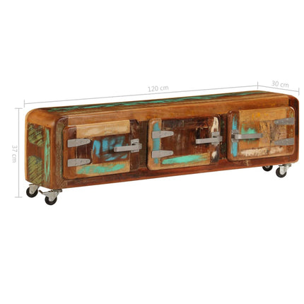 Meuble Tv 120 X 30 X 37 Cm Bois De Récupération Massif