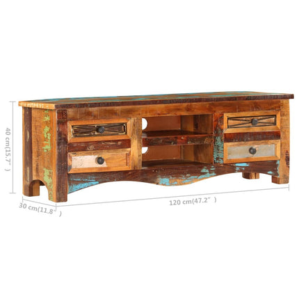 Meuble Tv 120X30X40 Cm Bois De Récupération Massif