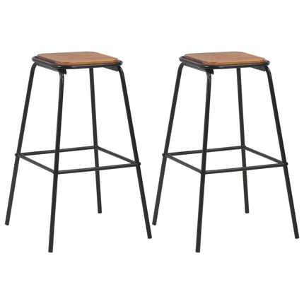 Tabourets De Bar Lot De 2 Noir Pinède Solide Et Acier