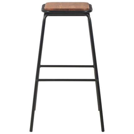 Tabourets De Bar Lot De 2 Noir Pinède Solide Et Acier