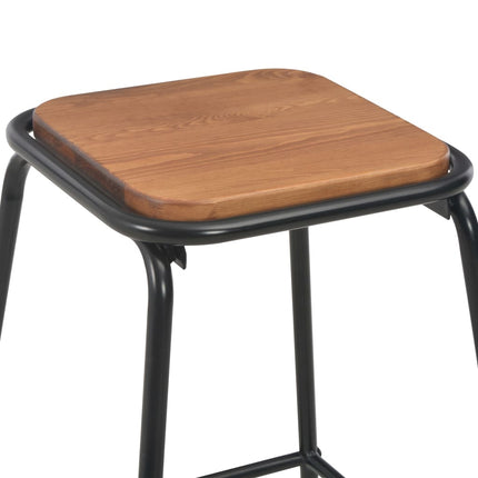 Tabourets De Bar Lot De 2 Noir Pinède Solide Et Acier