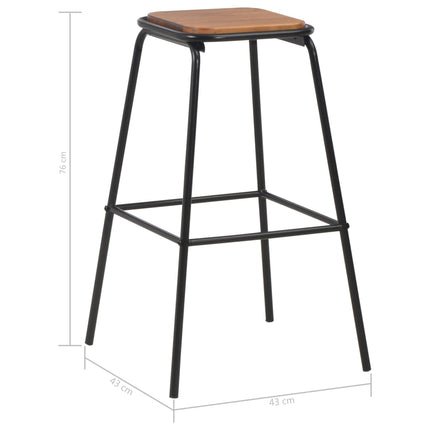 Tabourets De Bar Lot De 2 Noir Pinède Solide Et Acier