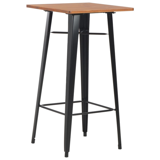 Table De Bar Noir 60X60X108 Cm Pinède Et Acier