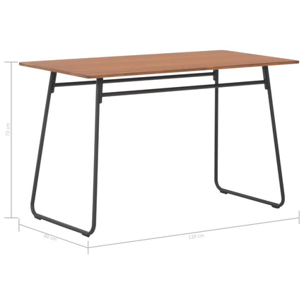 Table À Dîner Marron 120X60X73 Cm Contreplaqué Solide Et Acier