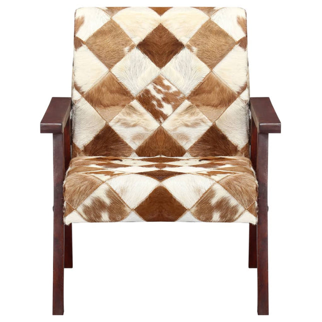 Fauteuil Blanc Et Cuir Véritable De Chèvre