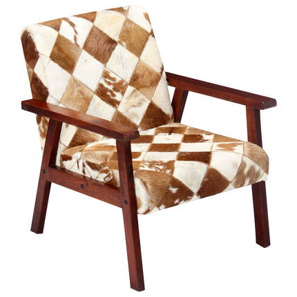 Fauteuil Blanc Et Cuir Véritable De Chèvre