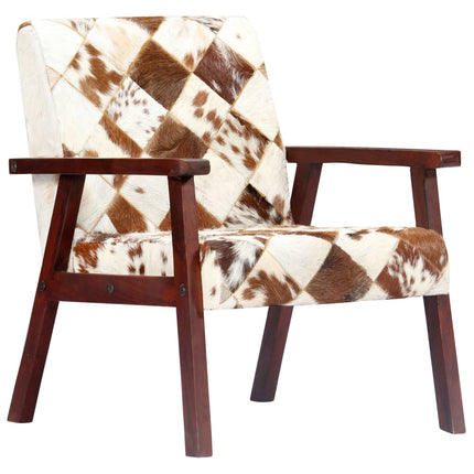 Fauteuil Blanc Et Cuir Véritable De Chèvre